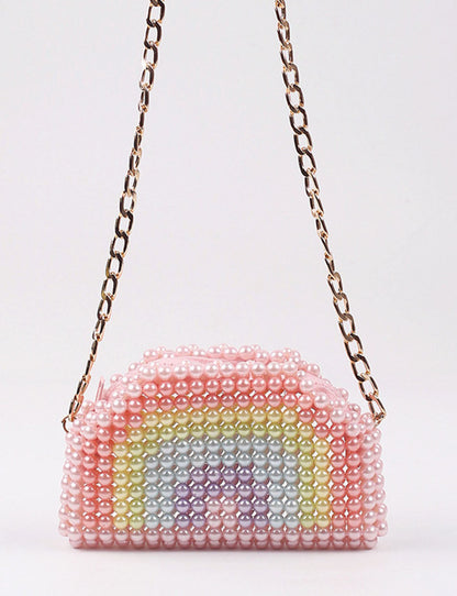 Mini Rainbow Beads Braided Shoulder Bag