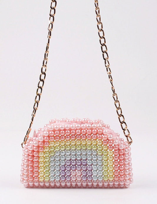 Mini Rainbow Beads Braided Shoulder Bag
