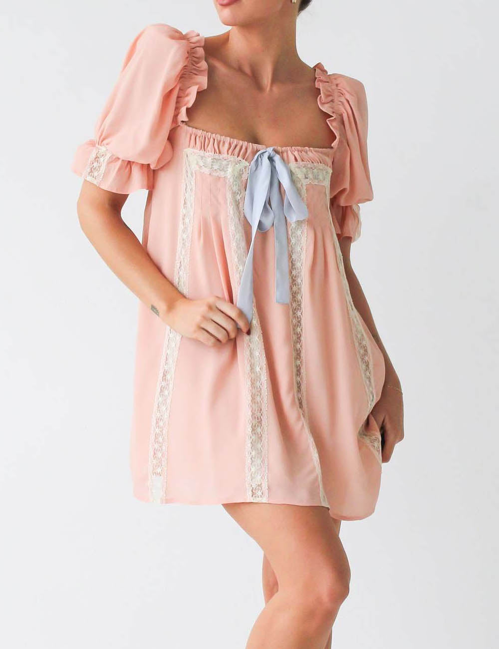 Sexy Solid Color Lace Mini Dress