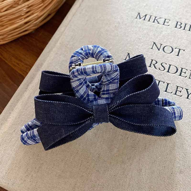 Elegant Bow Knot Plaid Hair Claw