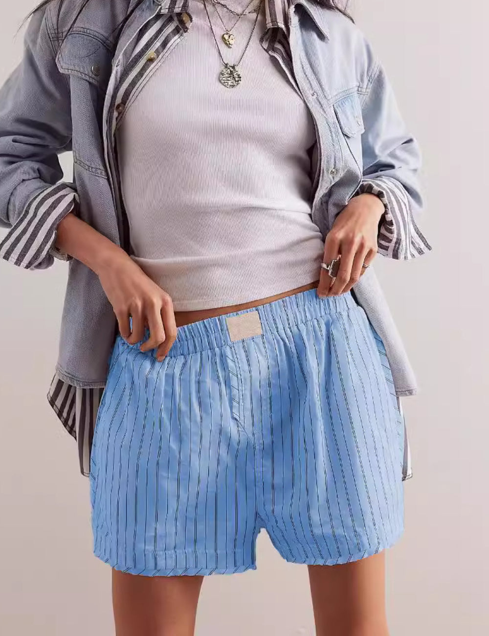 Simple Striped Casual Shorts
