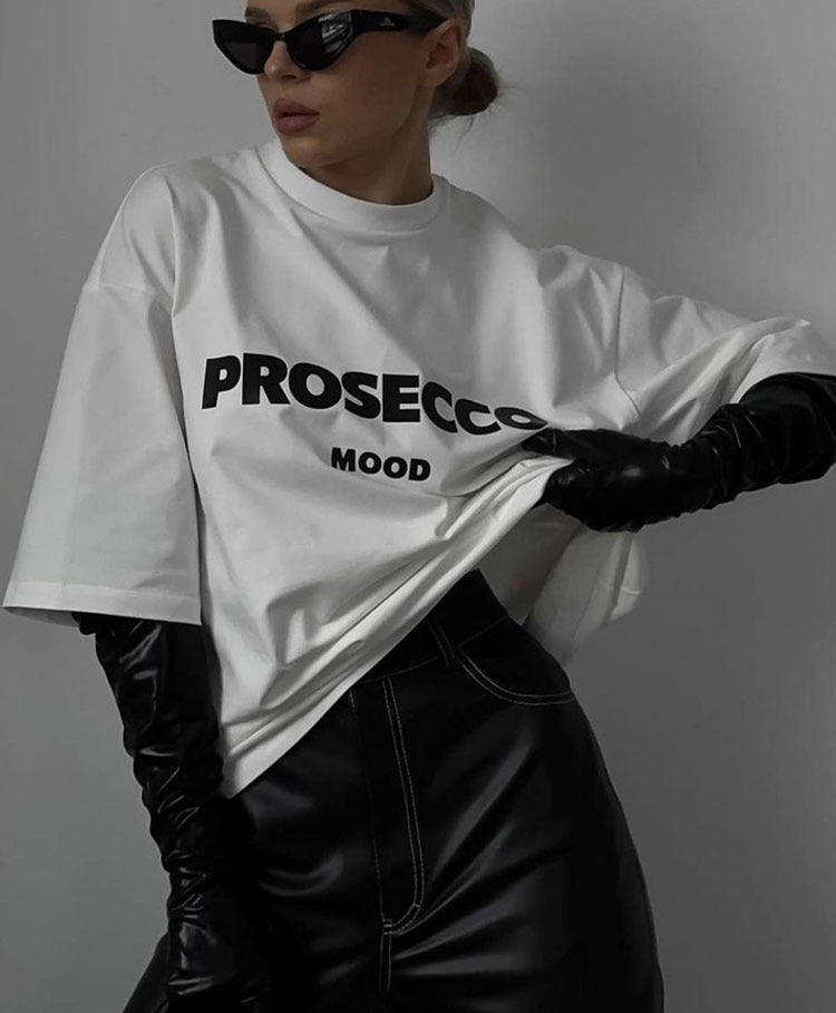 Letter Print Loose Short Sleeves Top