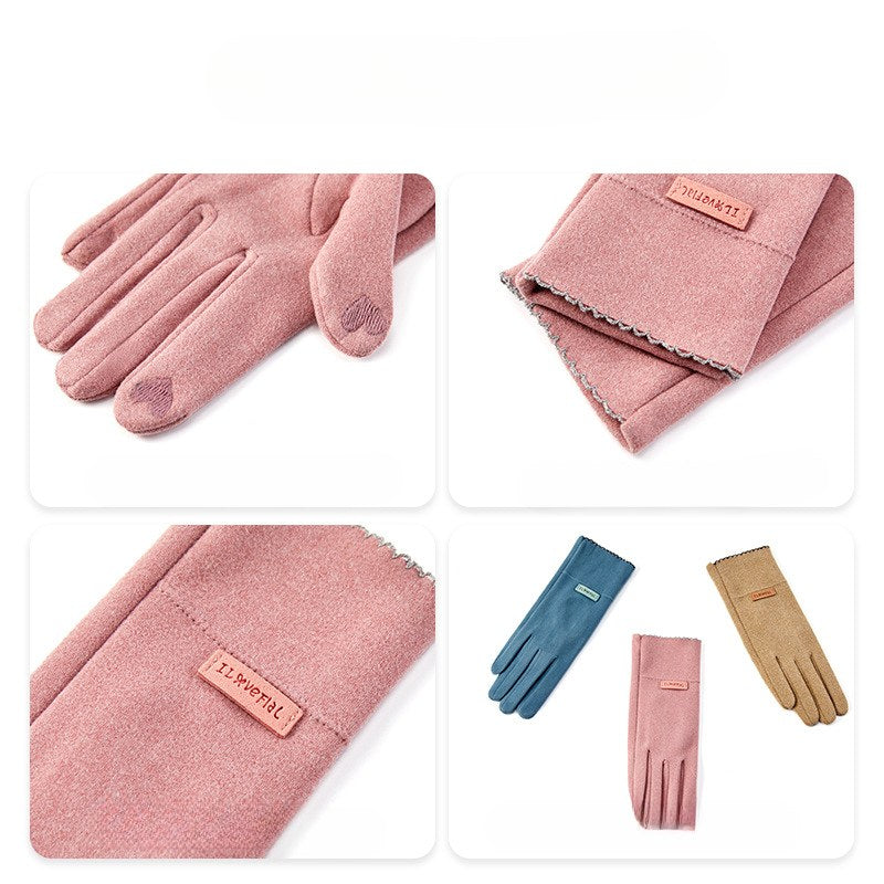 Solid Color Chamois Suede Windproof Gloves