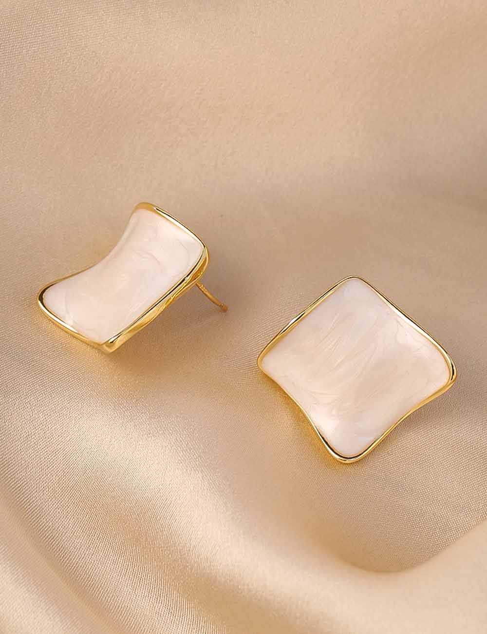 Simple Geometric Irregular Enamel Stud Earrings