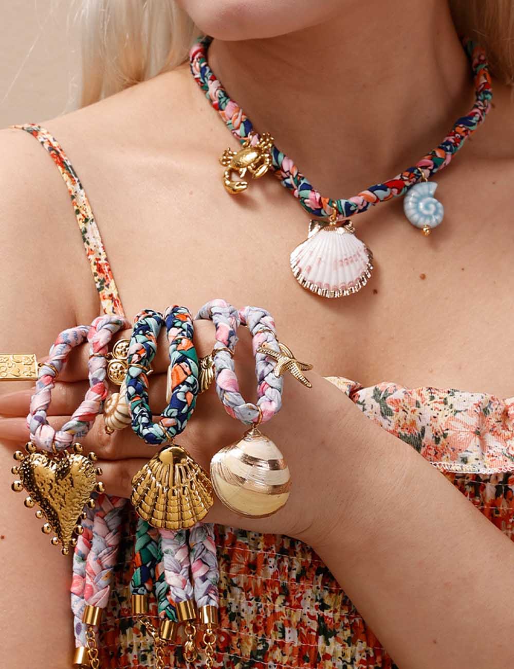 Boho Shell Pendant Braided Cord Necklace