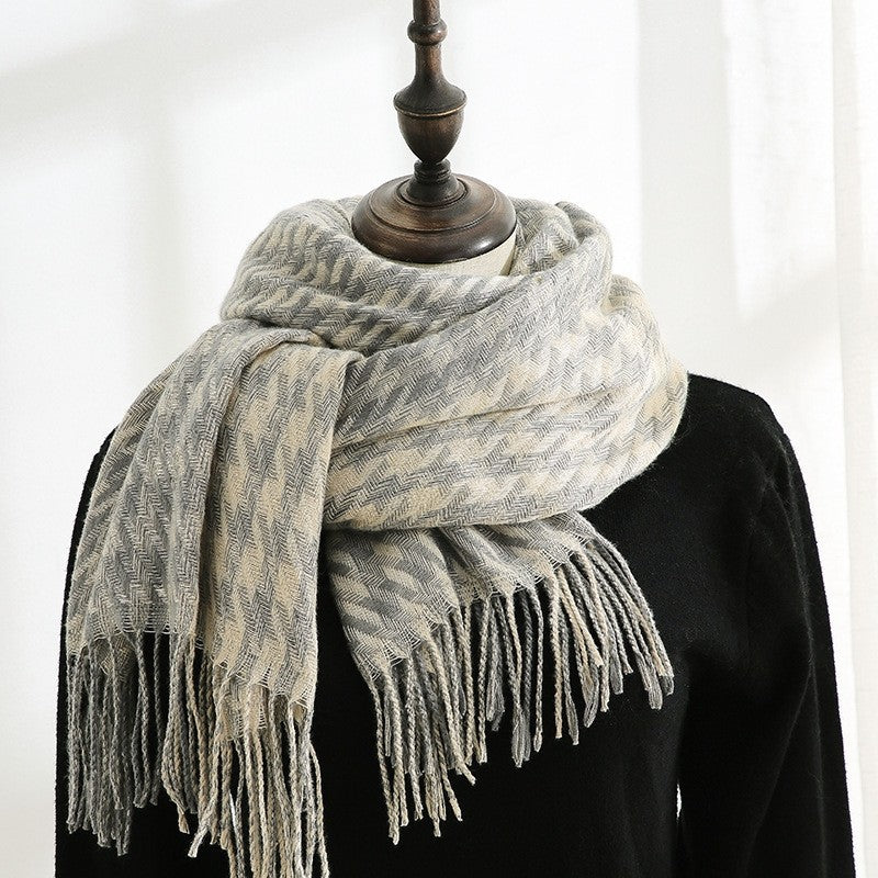 Thickened Imitated Cashmere Plaid Print Shawl Scarf