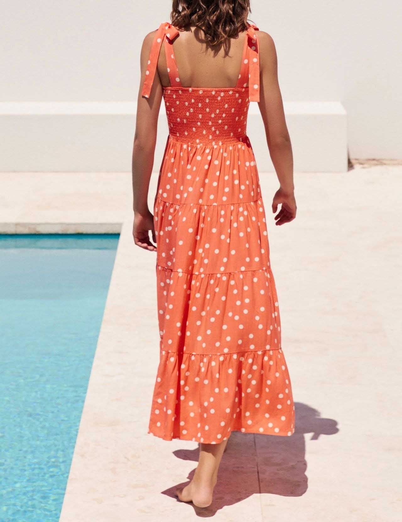 Floral Print Strap Shoulder Maxi Dress