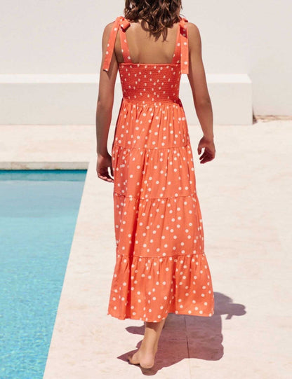 Floral Print Strap Shoulder Maxi Dress