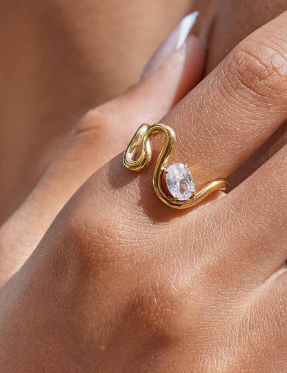 Luxury Gold Plated Geometric Zircon Ring
