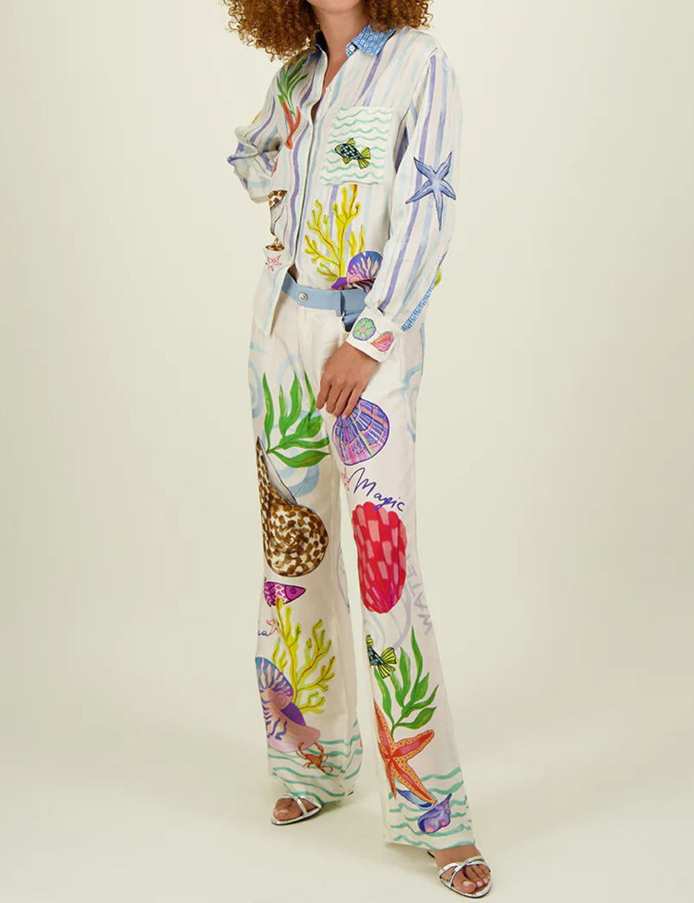 Colorful Print Casual Shirt Pant Set