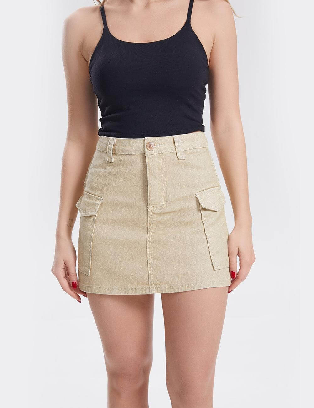 Pocket Solid Color Mini Skirts