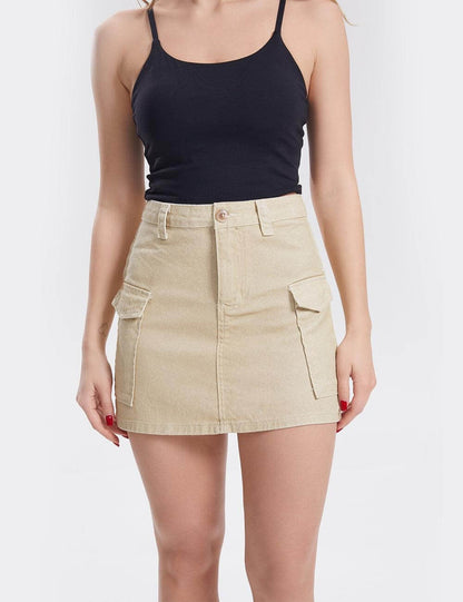 Pocket Solid Color Mini Skirts