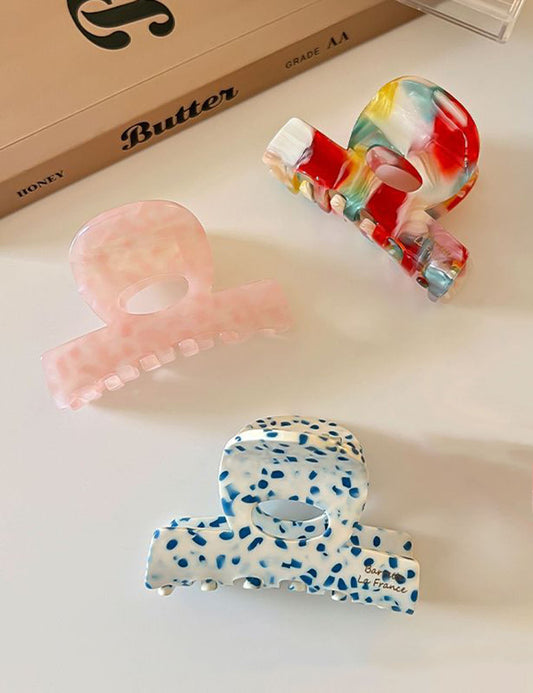 Vintage Color Block Acetate Mini Claw Clip