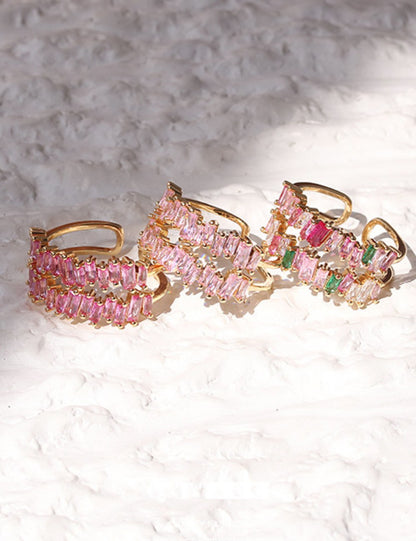 Colorful Zircon Layered Adjustable Ring