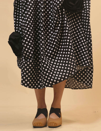 Irregular Hem Flower Decoration Midi Skirt