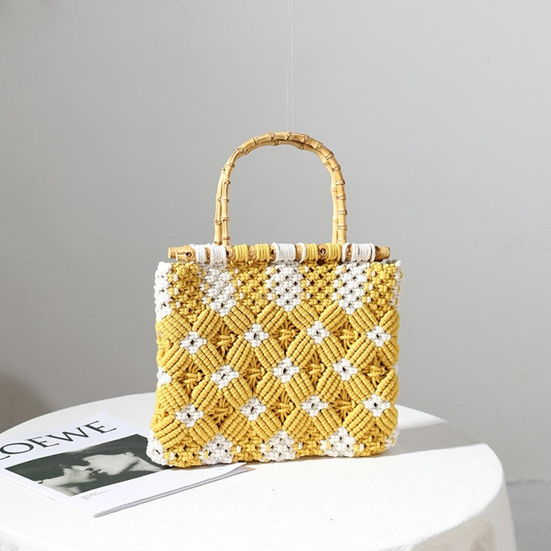 Fashion Rhomboids Thread Woven Bag