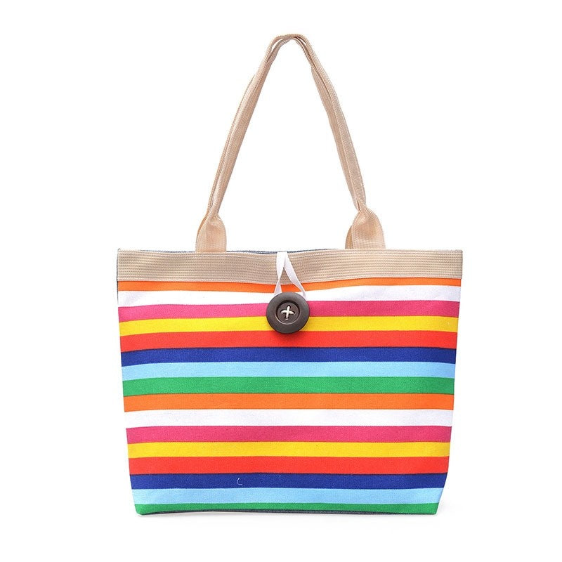 Rainbow Color Front Button Shoulder Bag