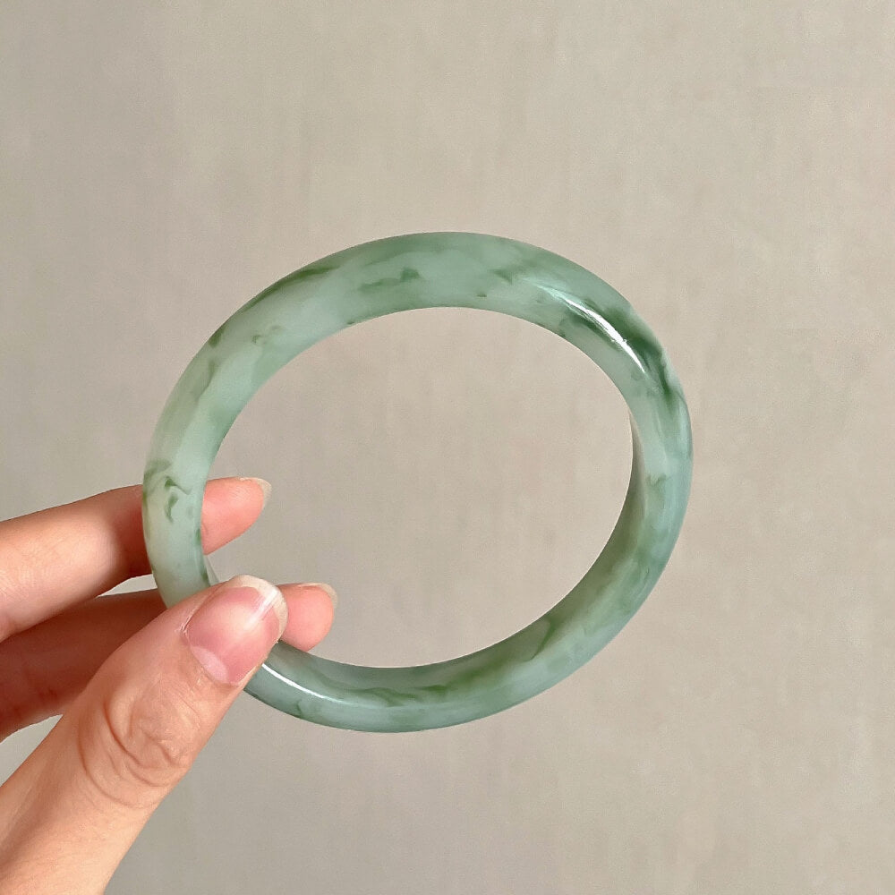 Minimalist Marbled Round Resin Bangle Bracelet