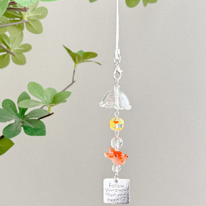 Cute Goldfish Wind Chime Crystal Bag Charm