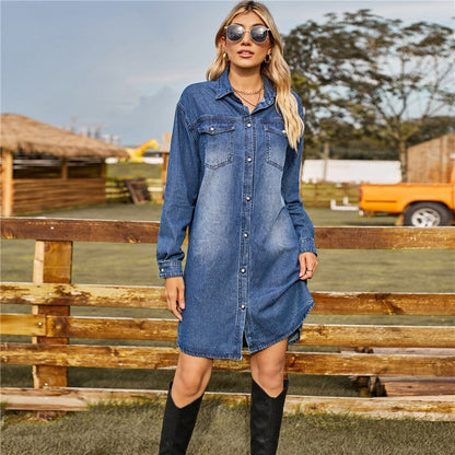 Denim Loose Casual Long Sleeve Dress