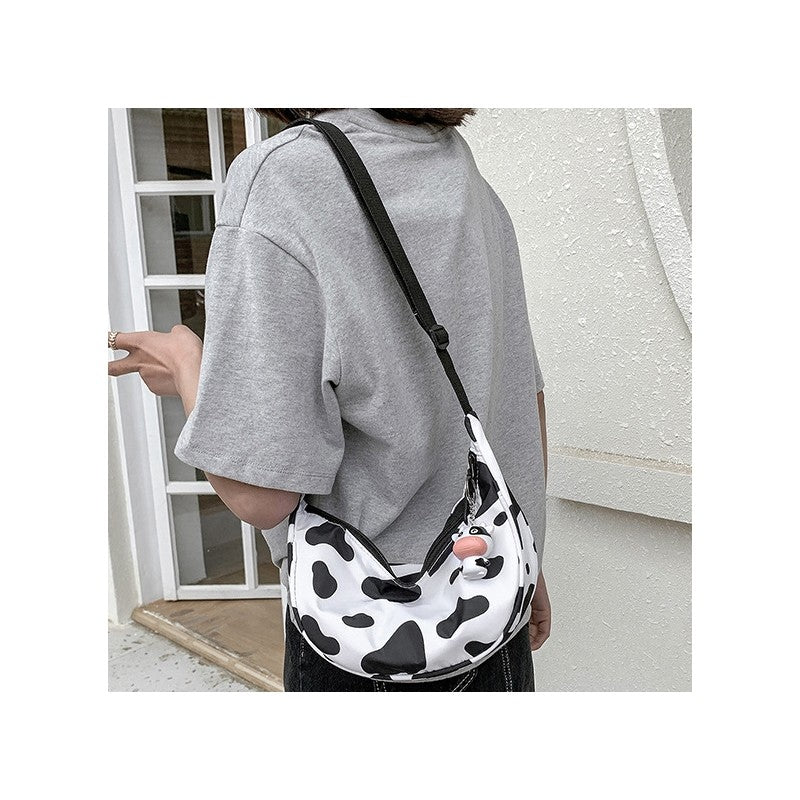 Cow Printed Crossbdody Dumpling Bag