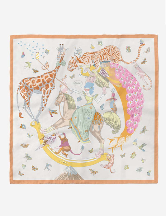 Colorful Animal Print Square Silk Scarf