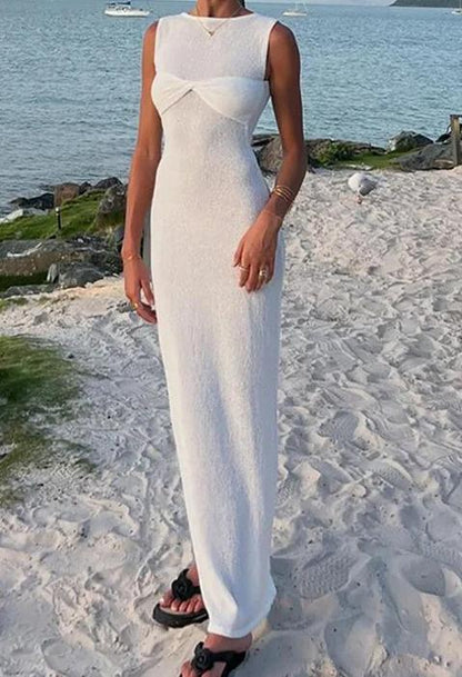 Round Neck Sleeveless Knit Maxi Dress
