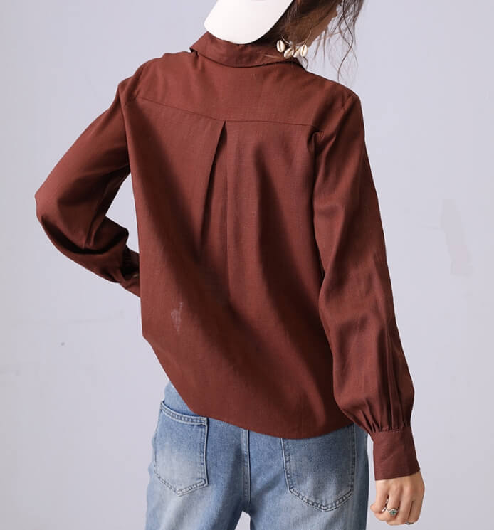 Hollow Embroidered Lapel Button Down Shirt