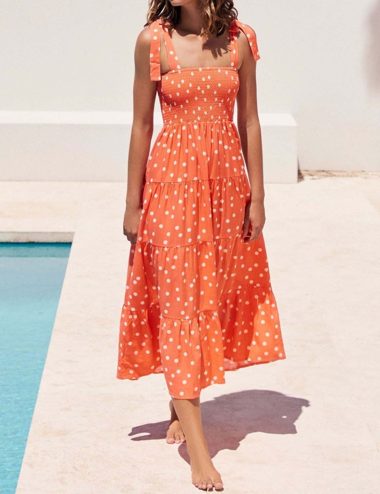 Floral Print Strap Shoulder Maxi Dress