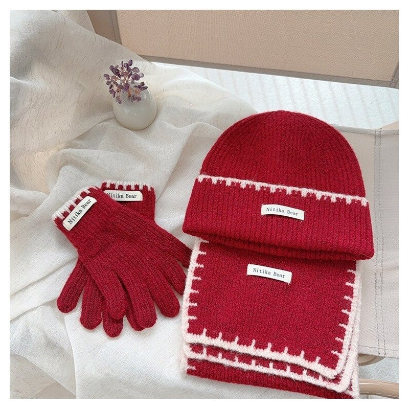 Kids Knitted Gloves Scarf Hat Set