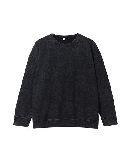 Washed Distressed Crew Neck Oversize Sweatshirt