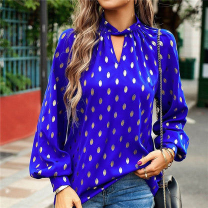 Long Sleeves Crewneck Hollow Pullover Loose Blouse