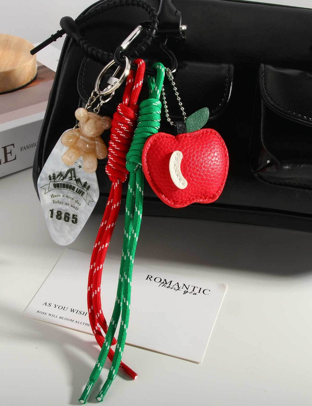 Cute Apple Bear Keychain Bag Charms