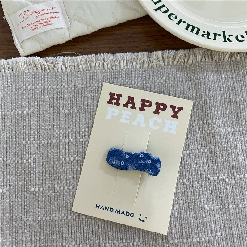 2+Silver Bow Demin Sweet Hair Clips