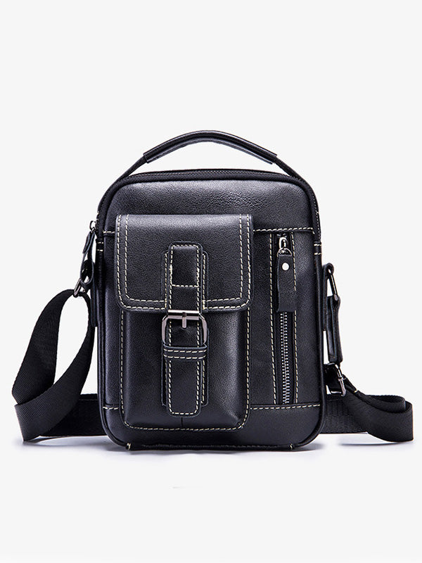 Solid Multi-layer Pocket Casual Crossbody Bag
