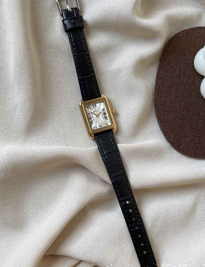 Elegant Square Dial Roman Numeral Wrist Watch