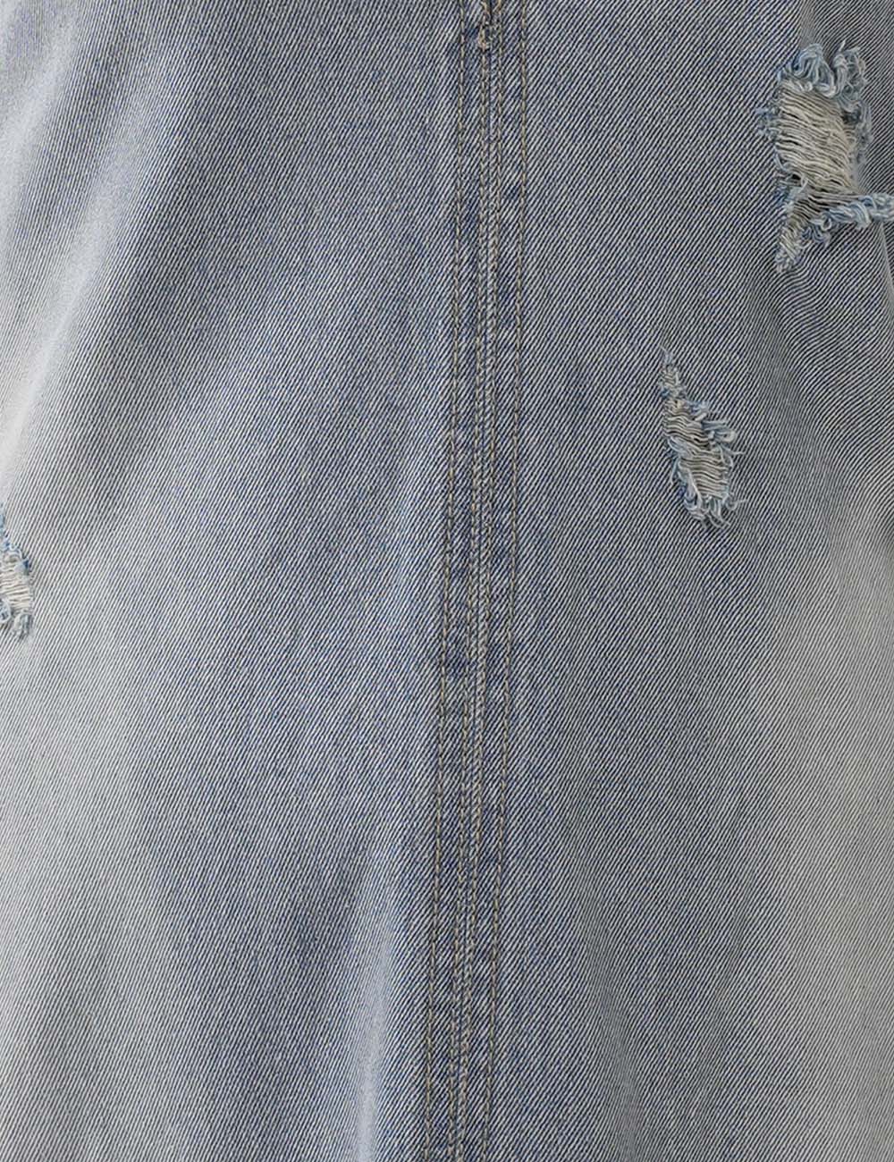 Ripped Washed Sleeveless V-Neck Denim Midi Dresses