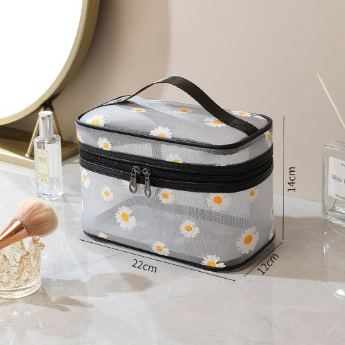 Daisy Large Capacity Portable Mesh Cosmetic Bags