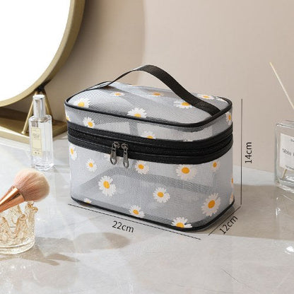 Daisy Large Capacity Portable Mesh Cosmetic Bags
