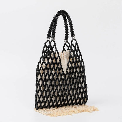 Tassel Wooden Handbag Bead Beach Bag