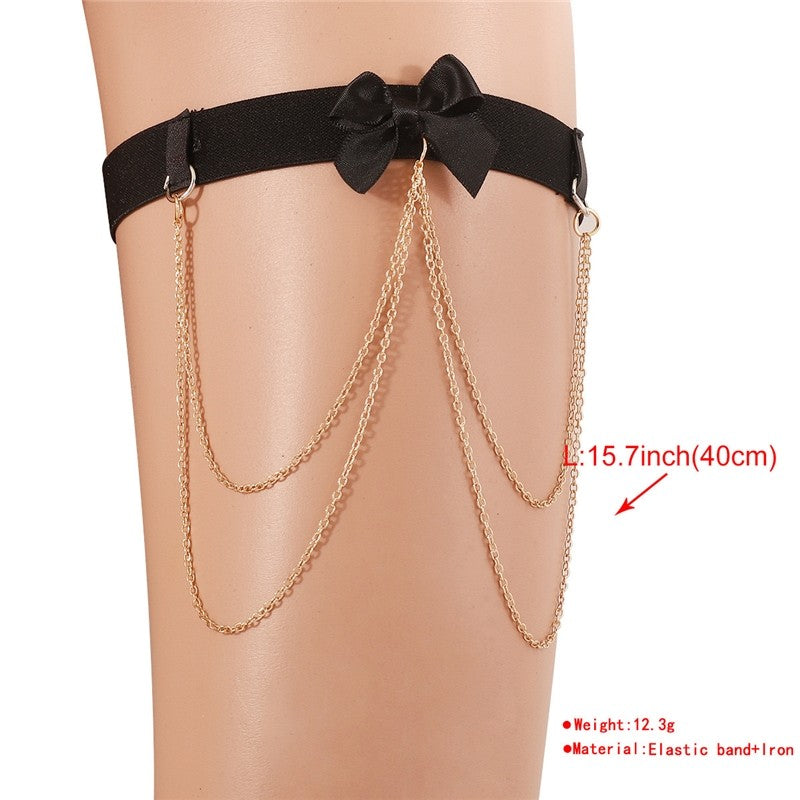 Chic Bow Chain Tassel Anklet
