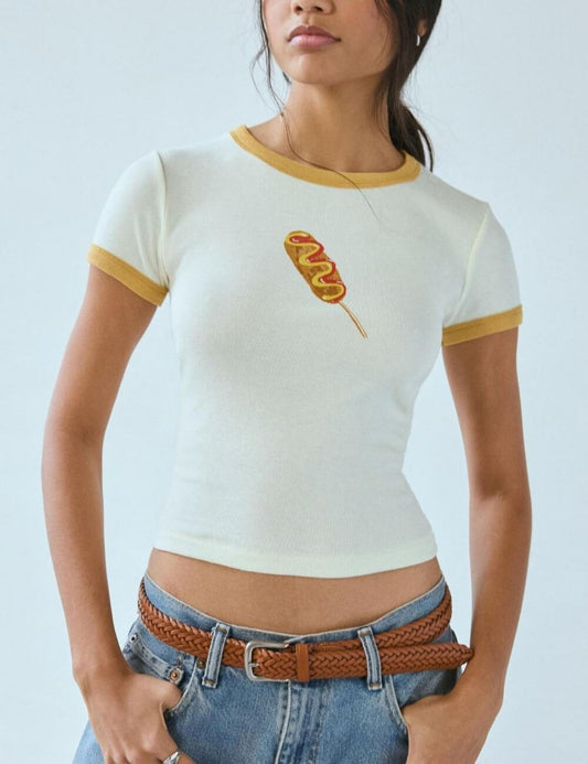 Color Block Print Ribbed Slim Tops