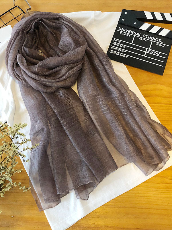 Silk Solid Vintage See-Through Fashion Scarf