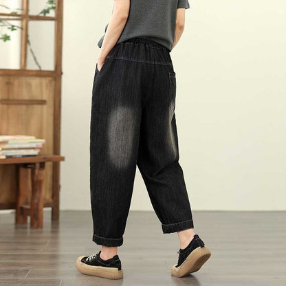 Embroidered Hem Cropped Harem Pants
