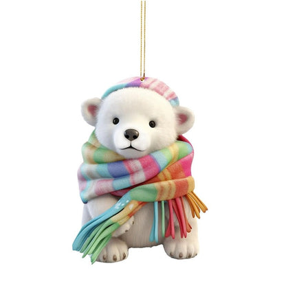 Polar Bear Scarf Acrylic Ornament Christmas Tree
