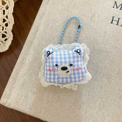 Plaid Love Bow Embroidery Sweet Bag Charm