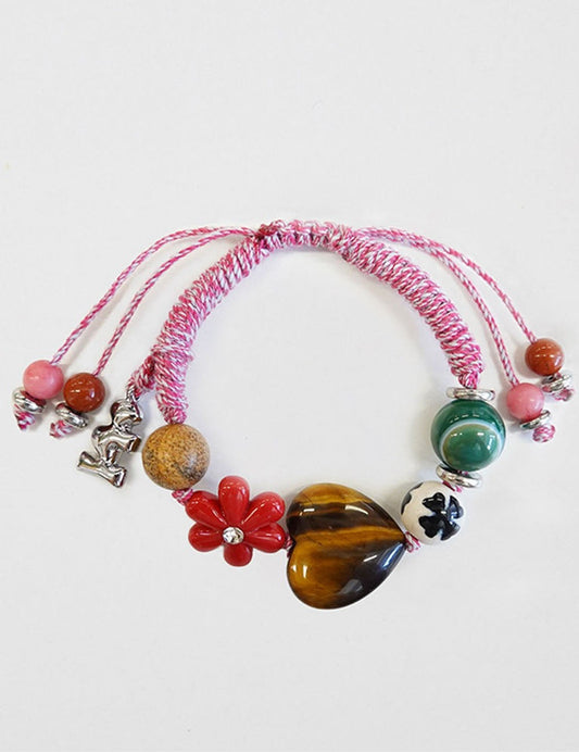 Cute Heart Braided Cord Beaded Bracelet