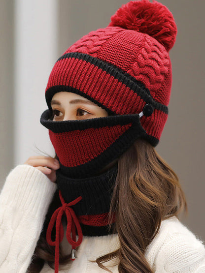 Personality Warm Knitting Hat+Scarf+Mask Set
