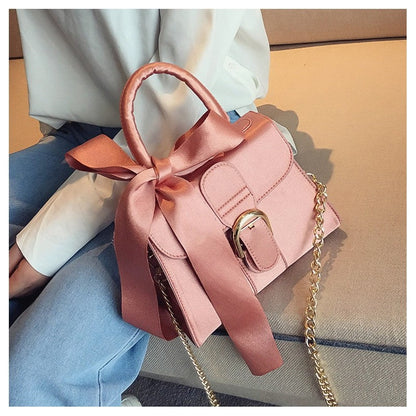 Velvet Bowknot Buckle Handbag