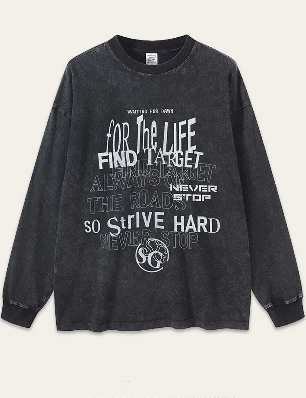 Retro Washed Letter Print Loose T-Shirt